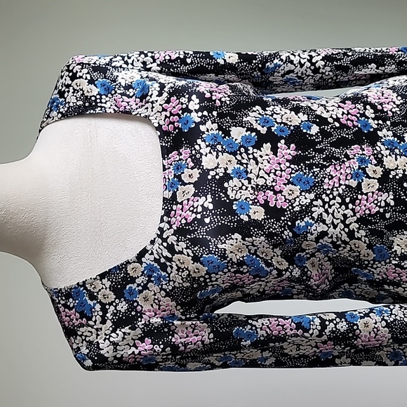 Vintage Express Floral Silk Long Sleeve Dress, Size XS - Picture 5 of 8